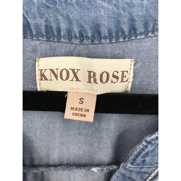 Knox Rose Sleeveless Hi Low Blue Chambray Embroidered Top Small - Picture 4 of 7